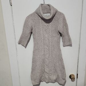 Old Navy Cozy Cable Knit Turtleneck Beige Sweater Dress Womens Winter Dress